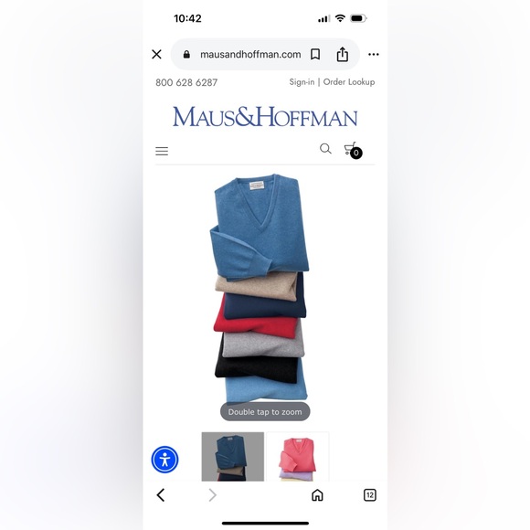 Maus & Hoffman Men's V-Neck Sweater in Vibrant Blue - Picture 5 of 12